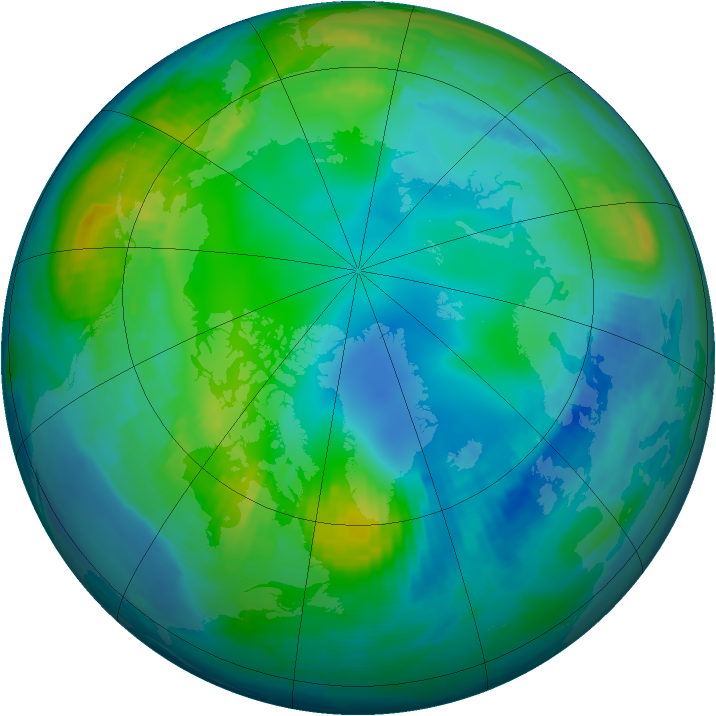 Arctic ozone map for 13 November 1999